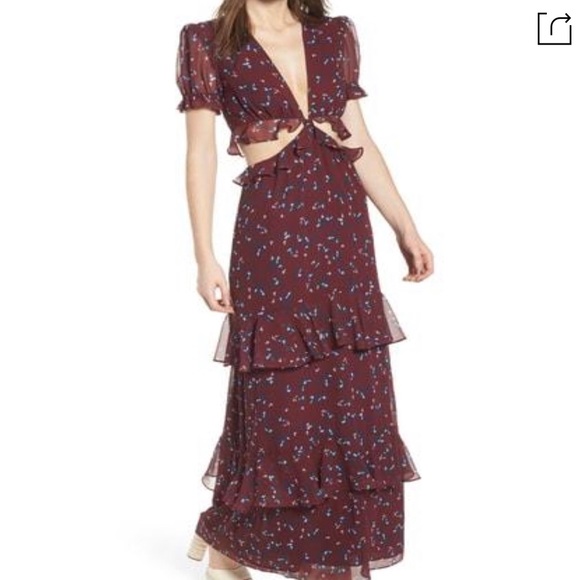 WAYF Lavinia Maxi Dress (small, maroon)